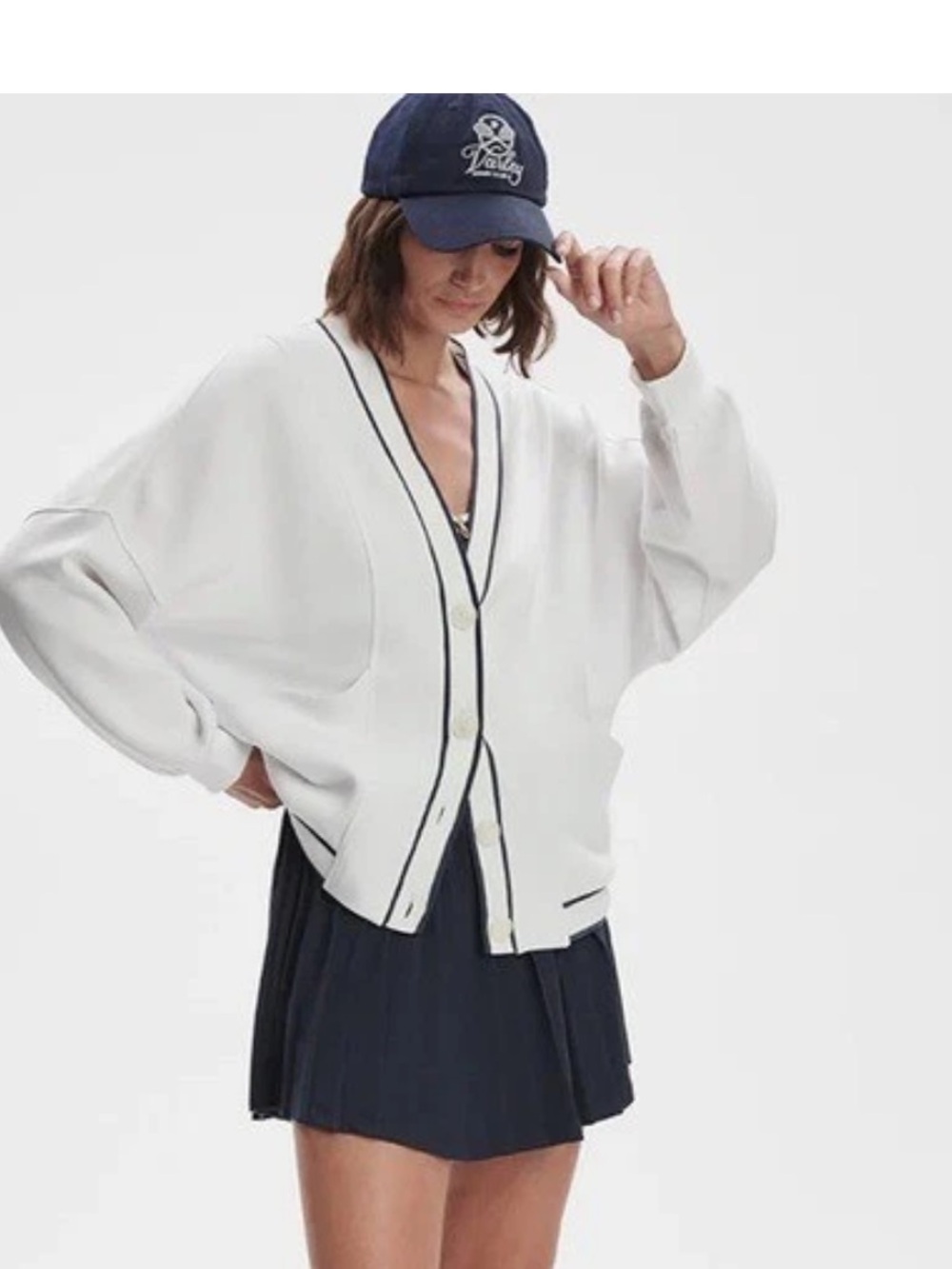Varley Decker Off-Court Cardigan White/ Navy size M